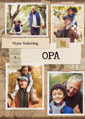 Vintage Collage Foto Upload Opa Vaderdag Kaart