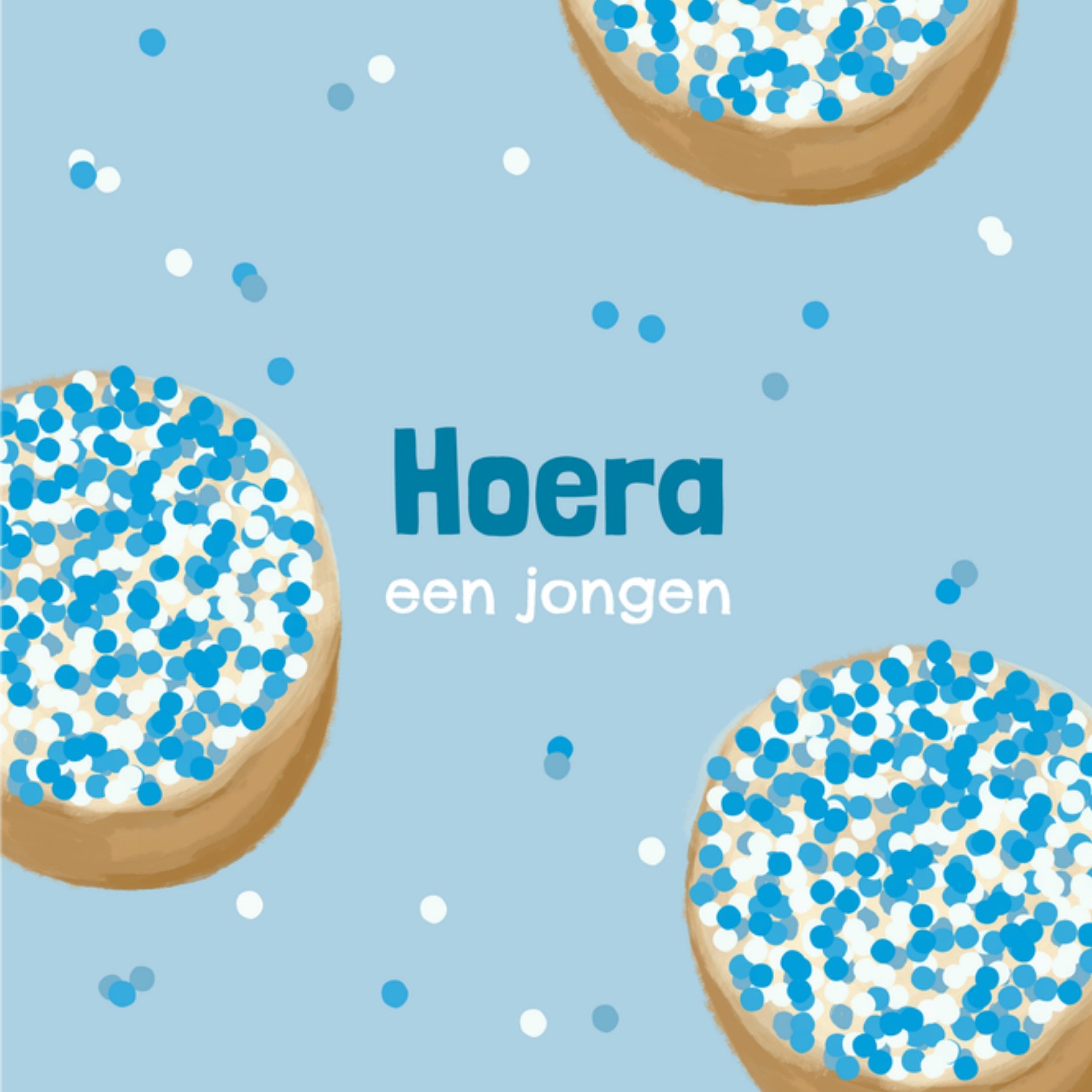 Greetz Geboortekaart Hoera een jongen Beschuit Vierkant