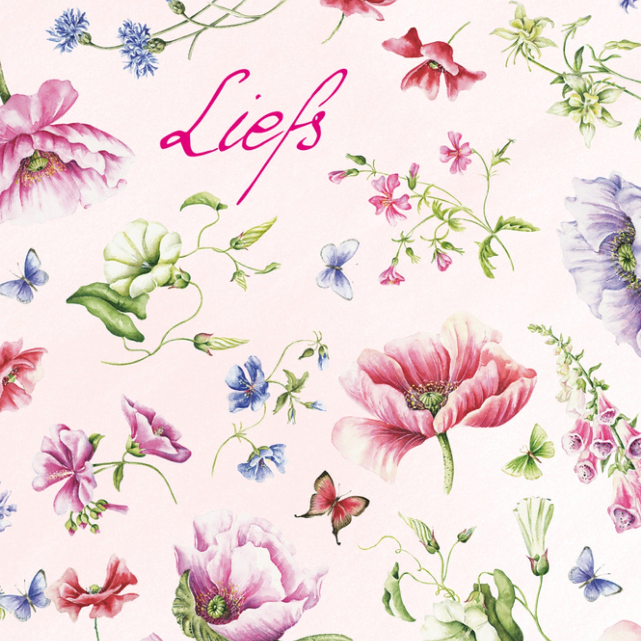 Zomaar kaartje Vlinders Bloemen Groen Vierkante Kaart Janneke Brinkman