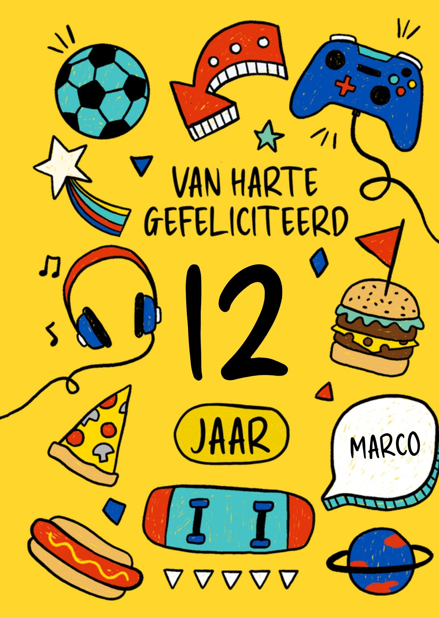 Verjaardagskaart 12 Van harte gefeliciteerd Kaart Greetz
