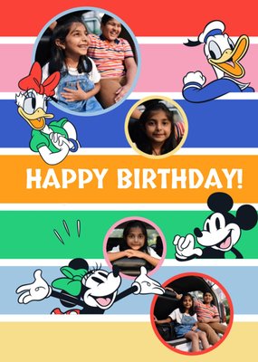 Disney Mickey And Friends Strepen Collage Verjaardag Kaart
