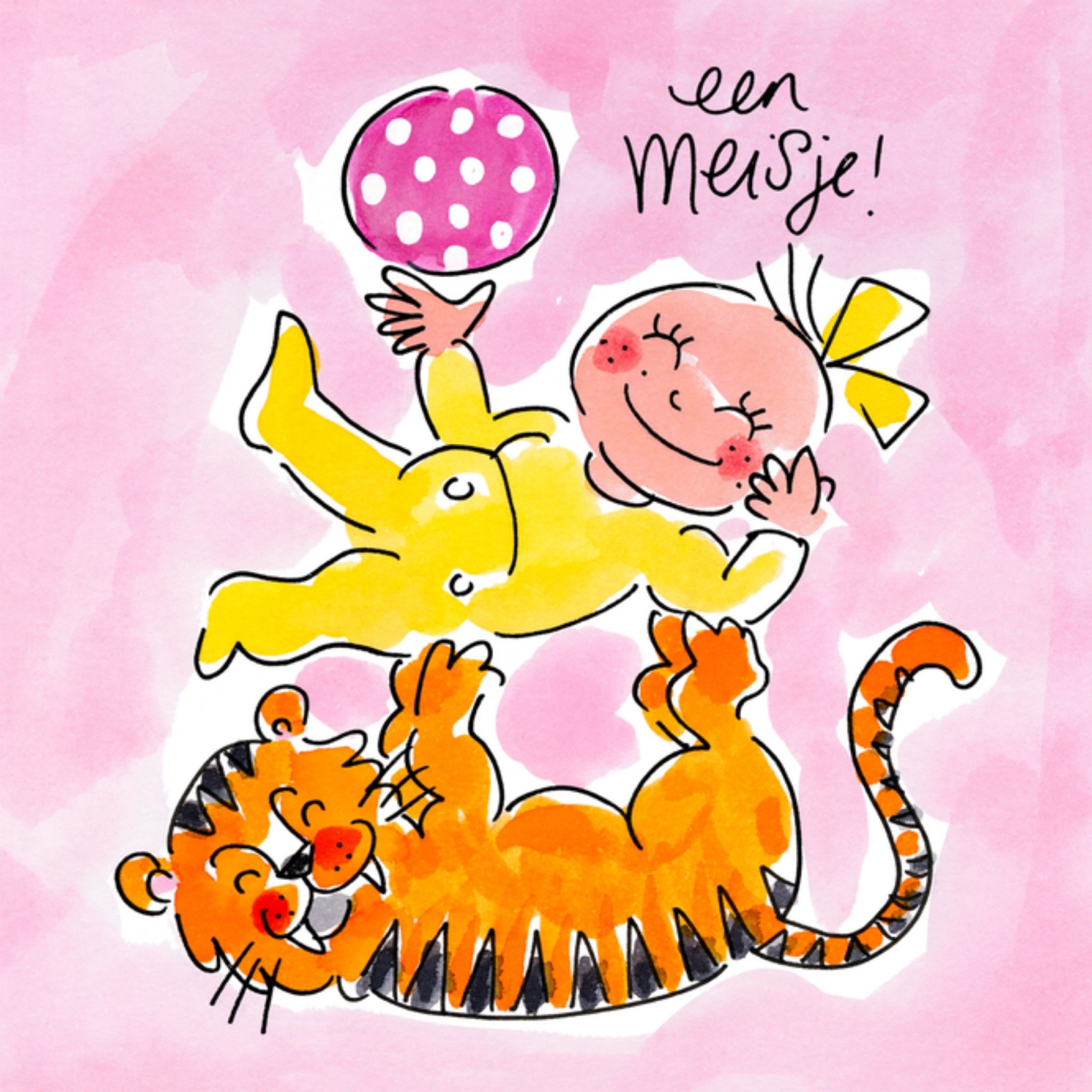 Geboortekaart een meisje Vierkante Kaart Blond Amsterdam