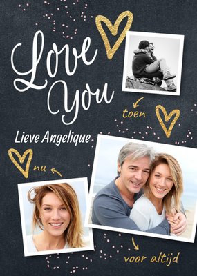 Love You Gouden Hartjes Collage Foto Upload Liefde Kaart