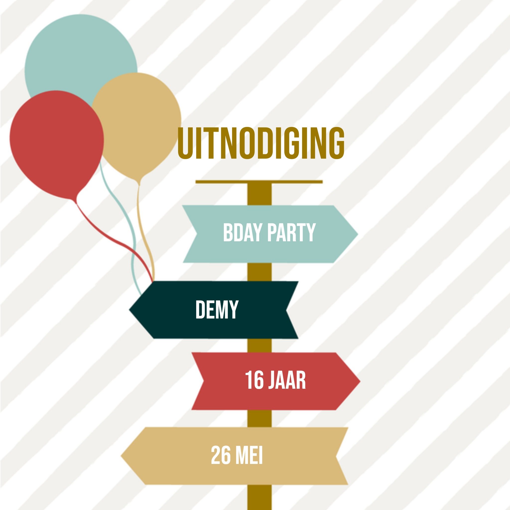 Uitnodiging verjaardag Bordjes Greetz