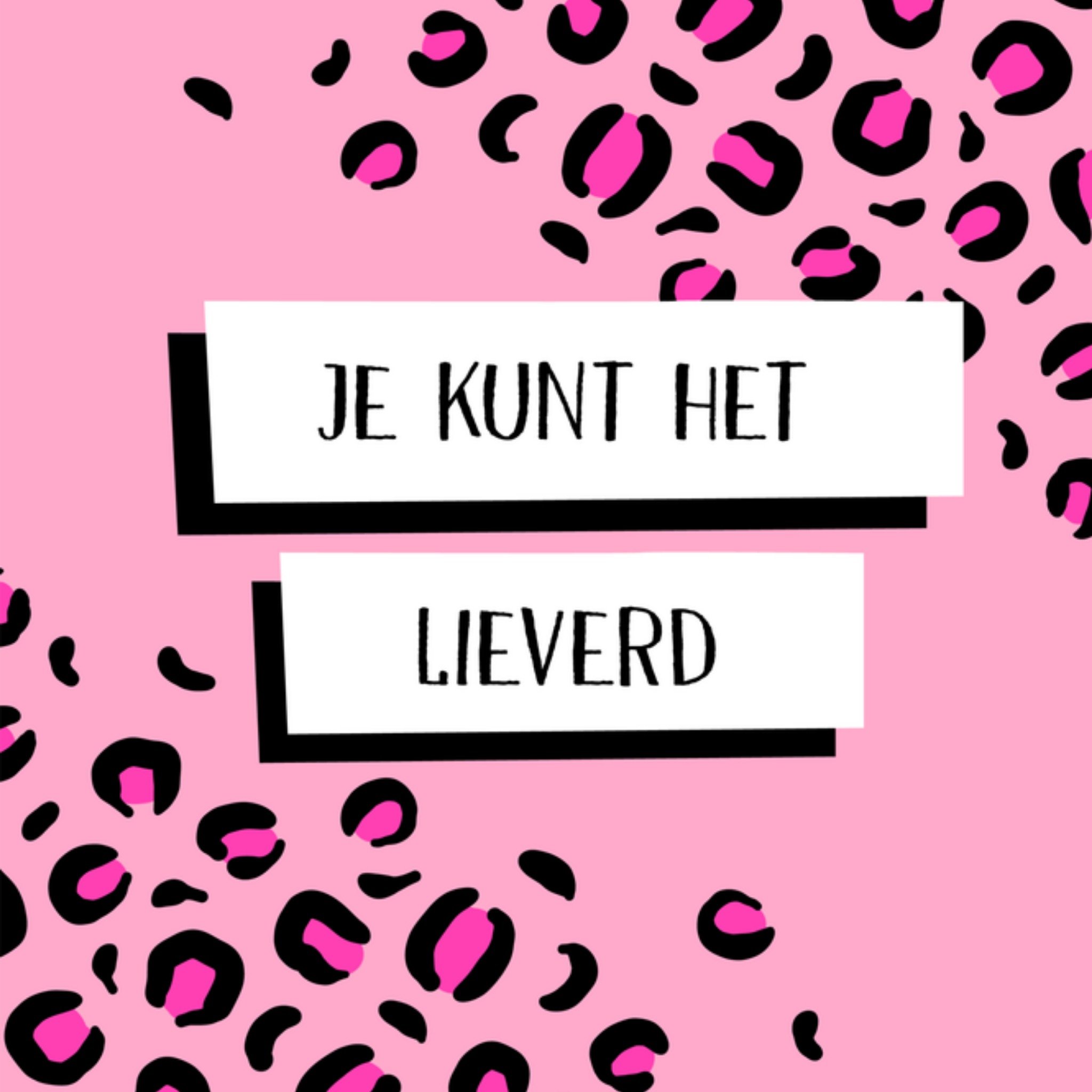 Greetz Succes kaart Panter print Vierkant