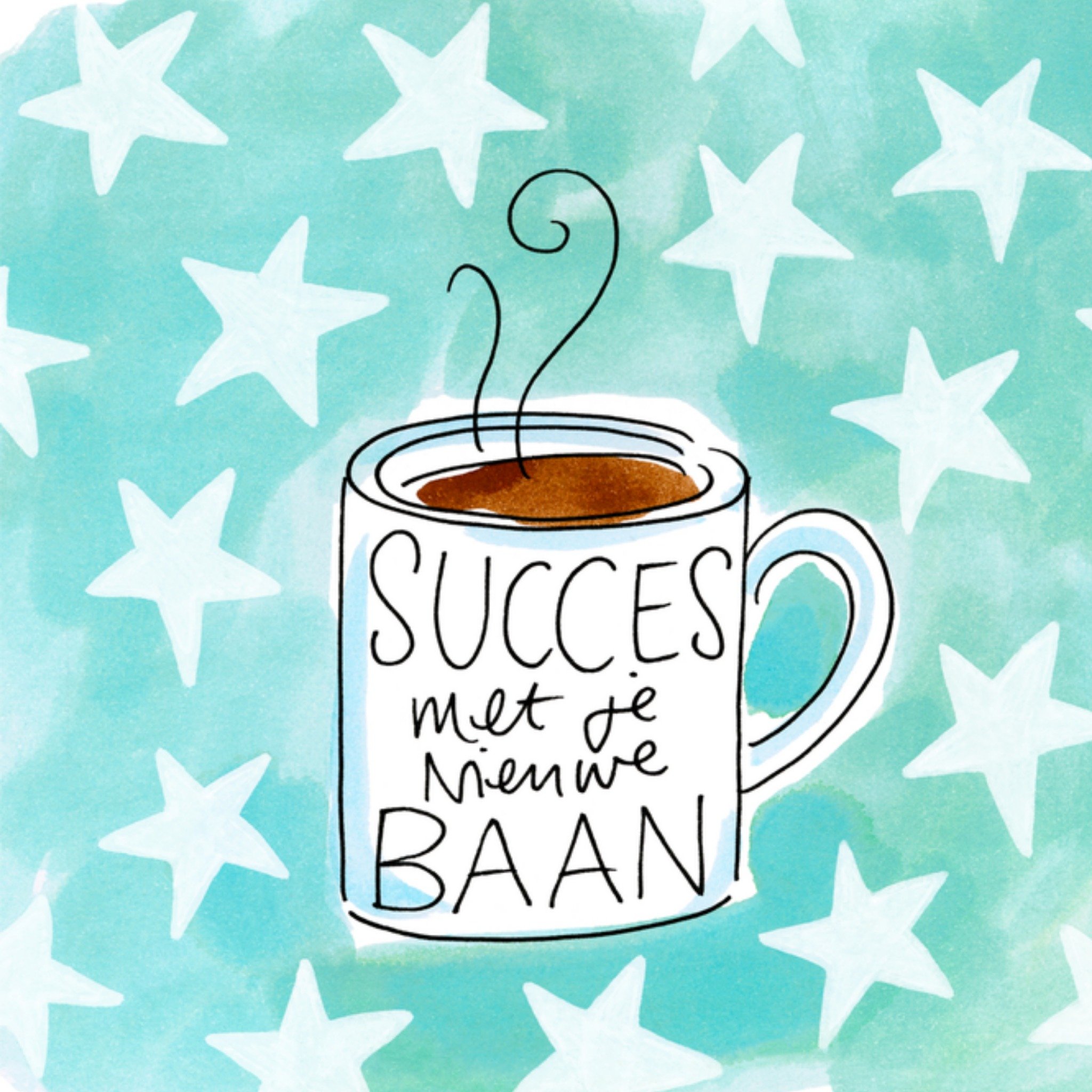 Nieuwe baan Koffie Vierkante Kaart Blond Amsterdam