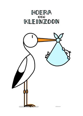 YH Tekent | Geboortekaart | ooievaar | kleinzoon