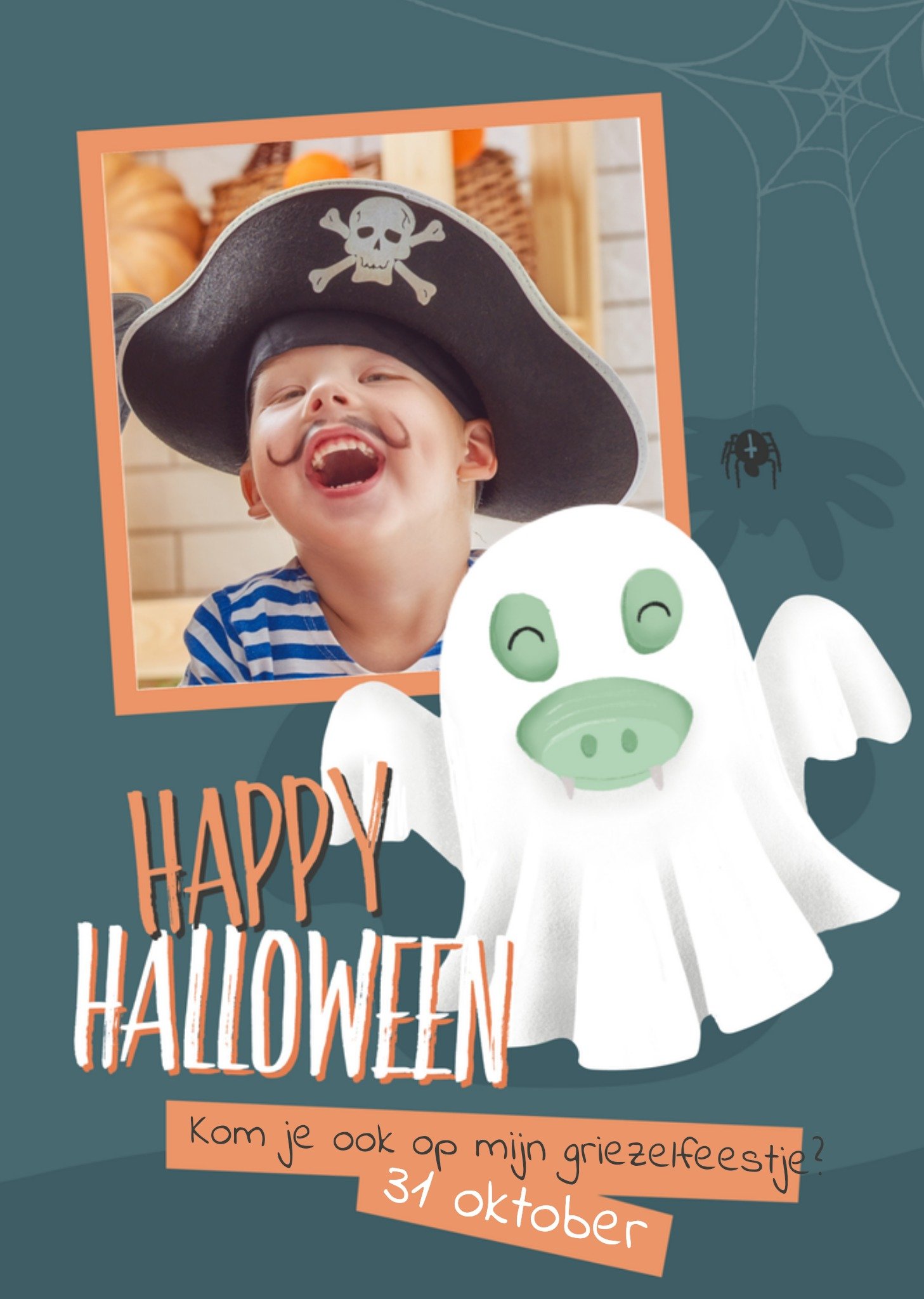 Halloweenuitnodiging met foto Kaart Tante Kaartje