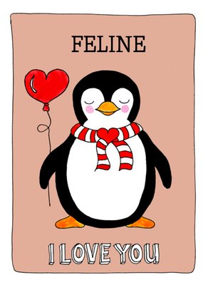 I Love You Geïllustreerde Pinguïn Liefde Kaart