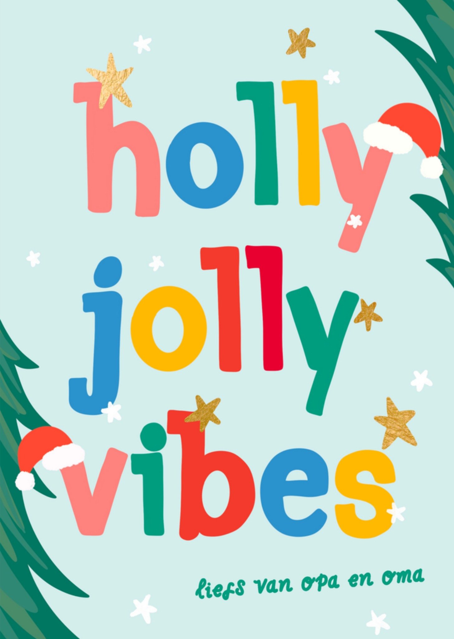 Greetz Kerstkaart Liefs van Opa en Oma Holly Jolly Vibes Standard Card