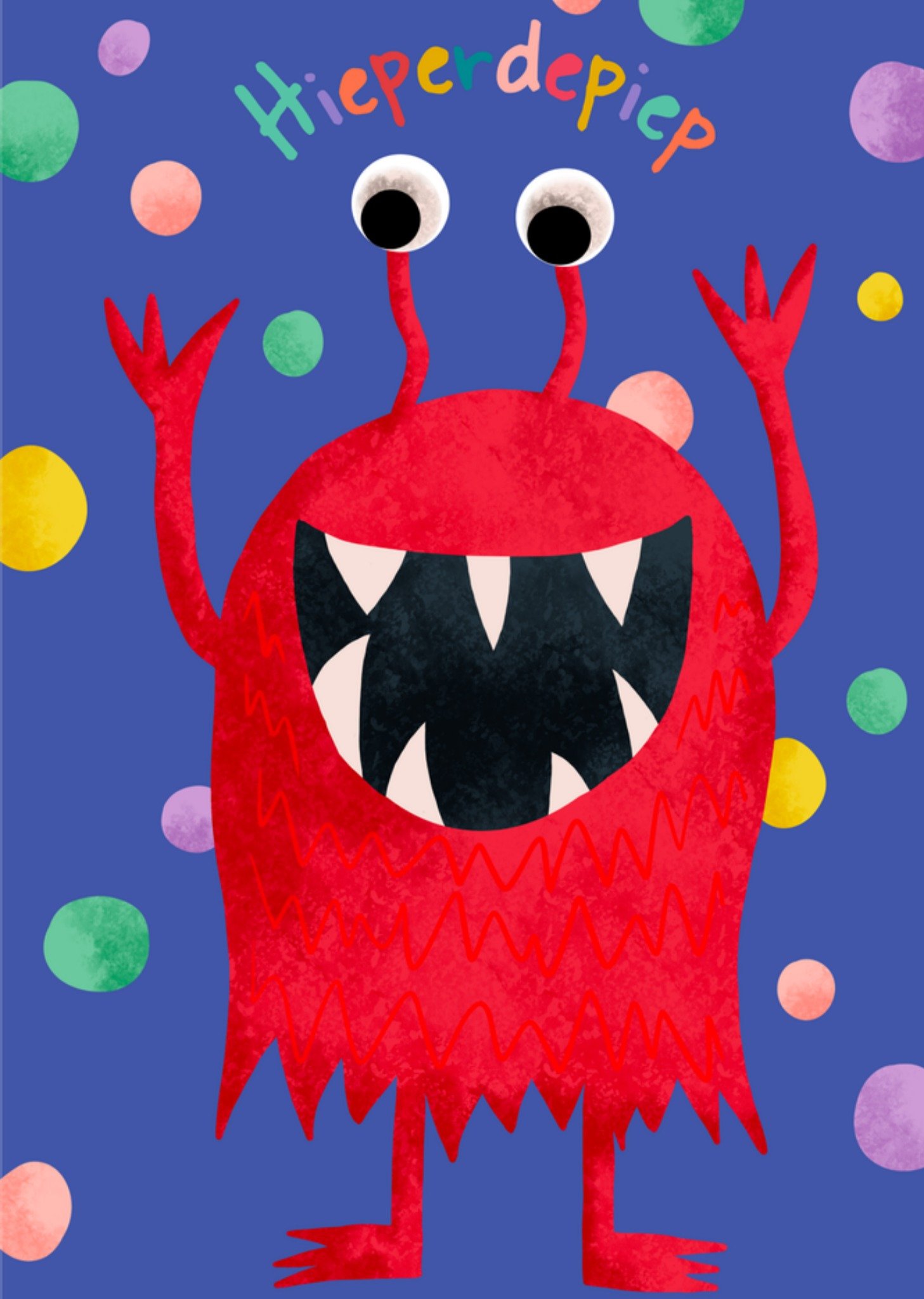 Verjaardagskaart Rood monster Kaart Greetz