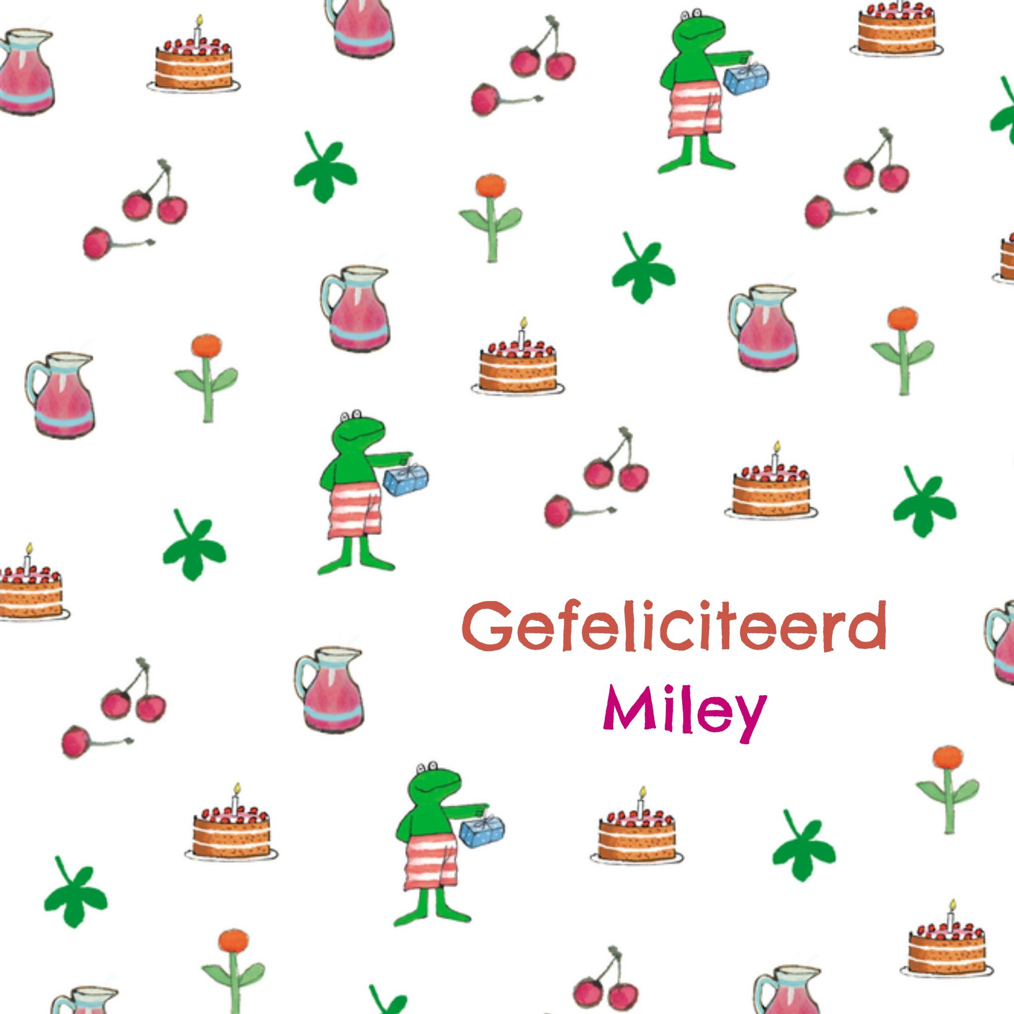 Verjaardagskaart Lief Aanpasbare naam Vierkante Kaart Kikker