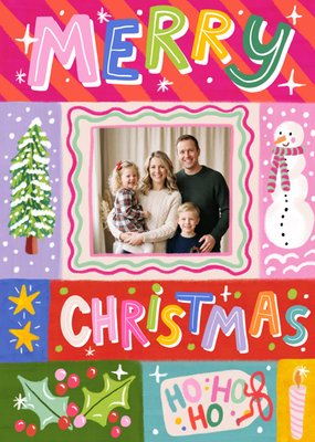 Aniet Illustration Merry Christmas Kleurrijk Geïllustreerd Foto Upload Kerstmis Kaart