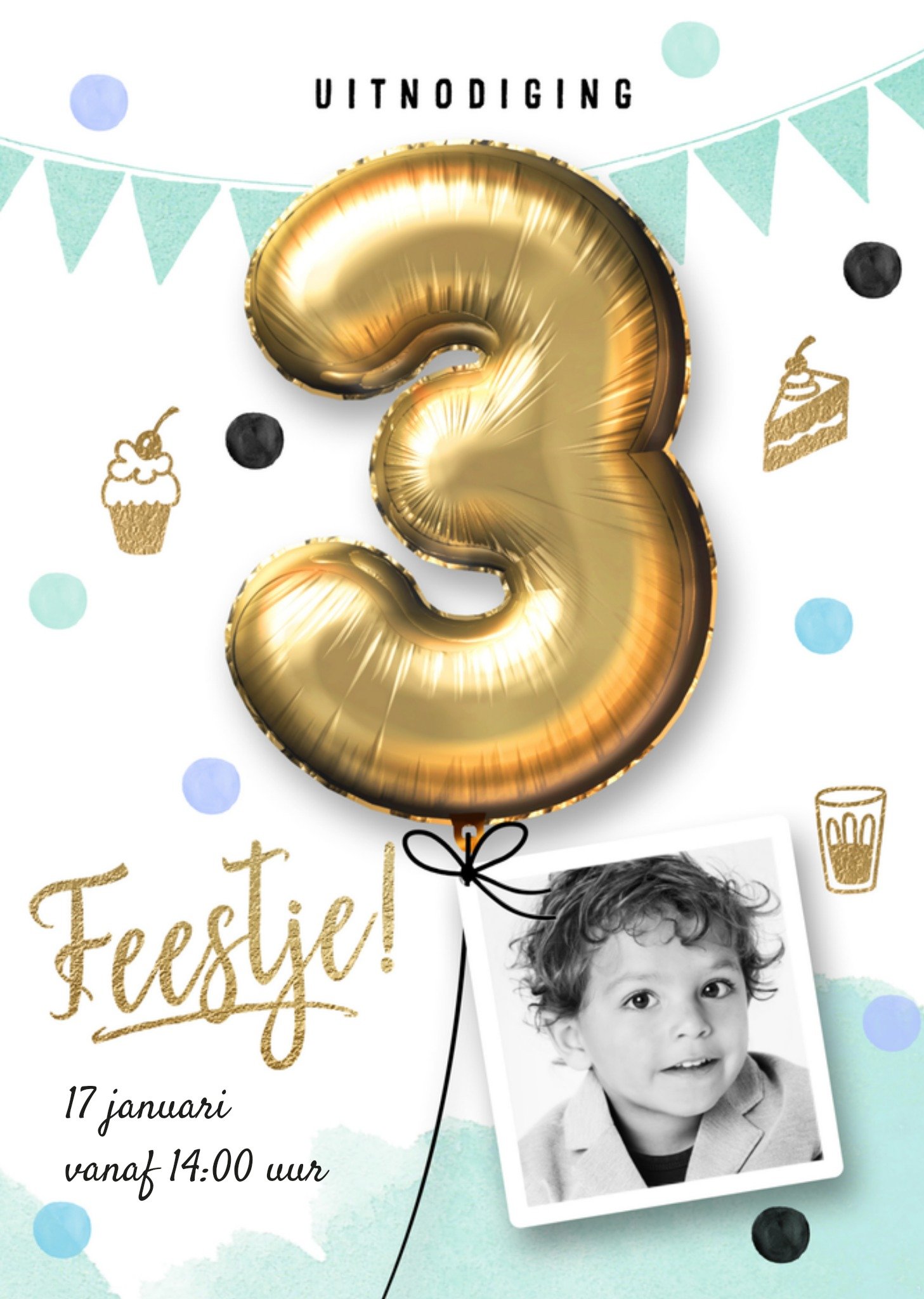 Luckz Uitnodiging Kinderfeestje 3 jaar Standard Card