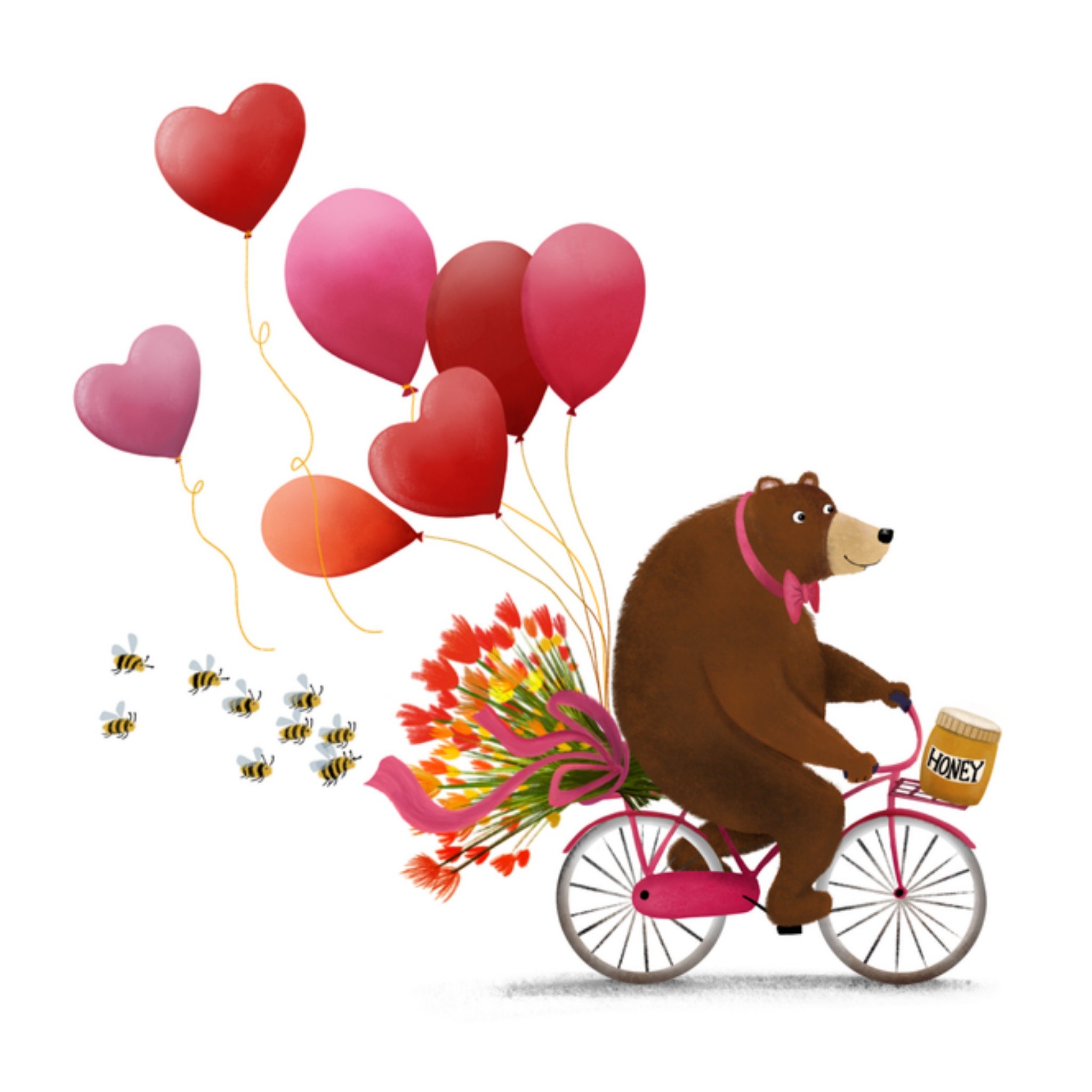 Greetz Valentijnskaart beer ballonnen Vierkant