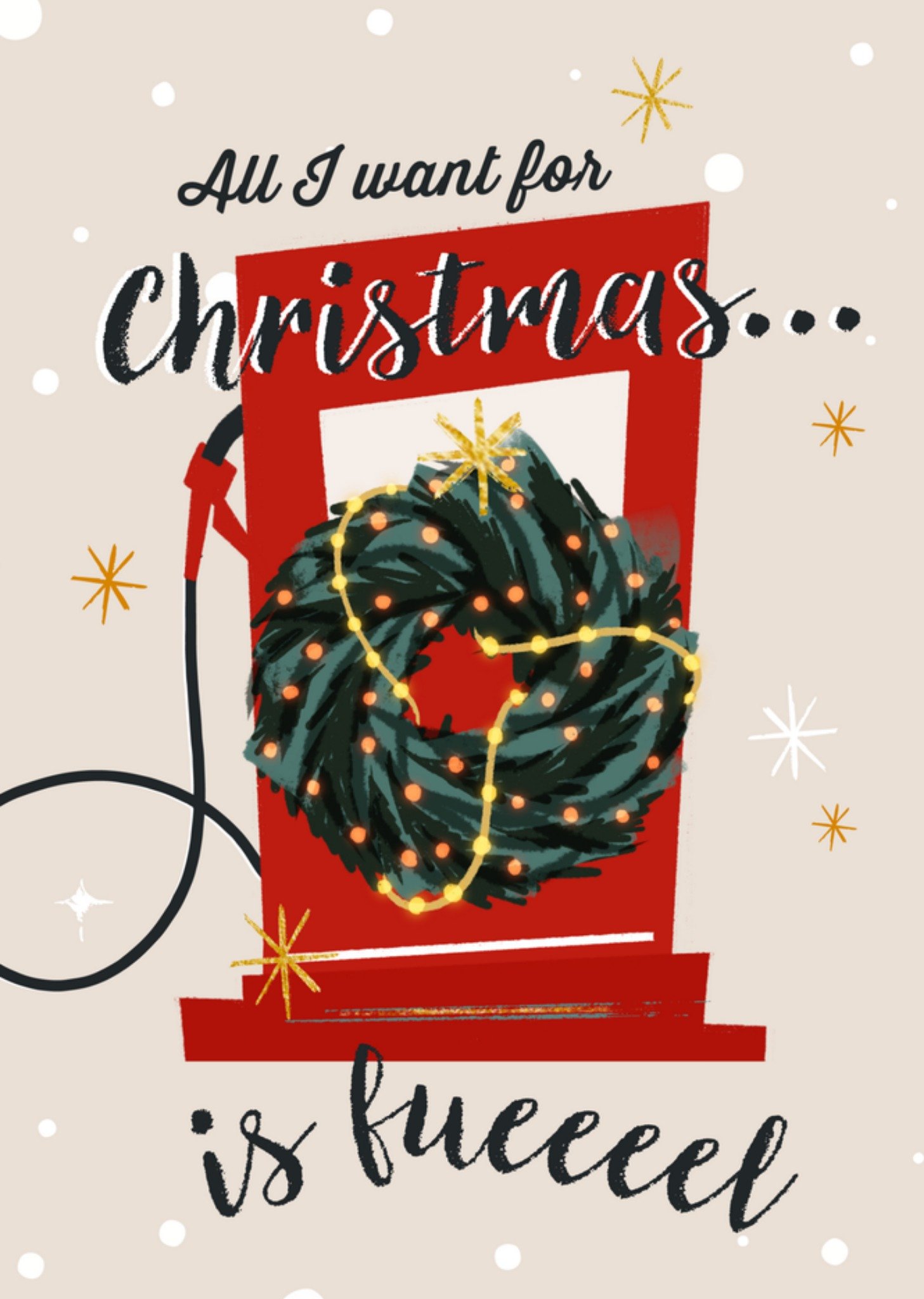 Kerstkaart benzine duur Greetz