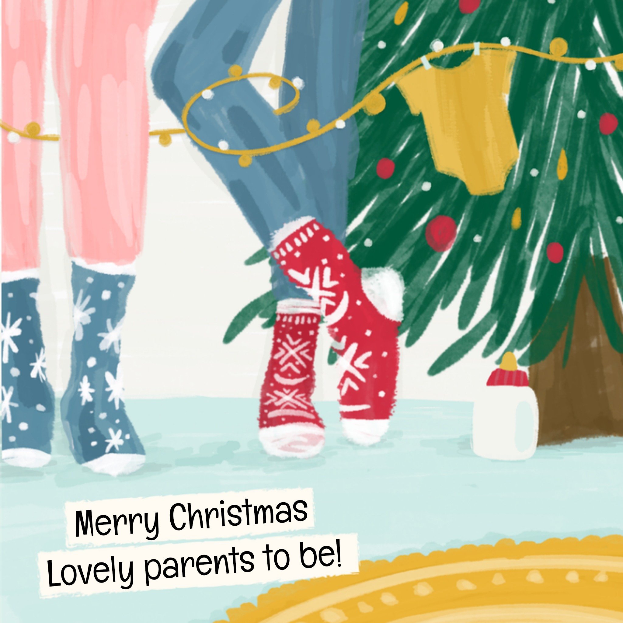 Greetz Kerstkaart Lovely parents to be Vierkant