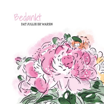 Bedankt Dat Jullie Er Waren Geïllustreerde Bloemen Kaart
