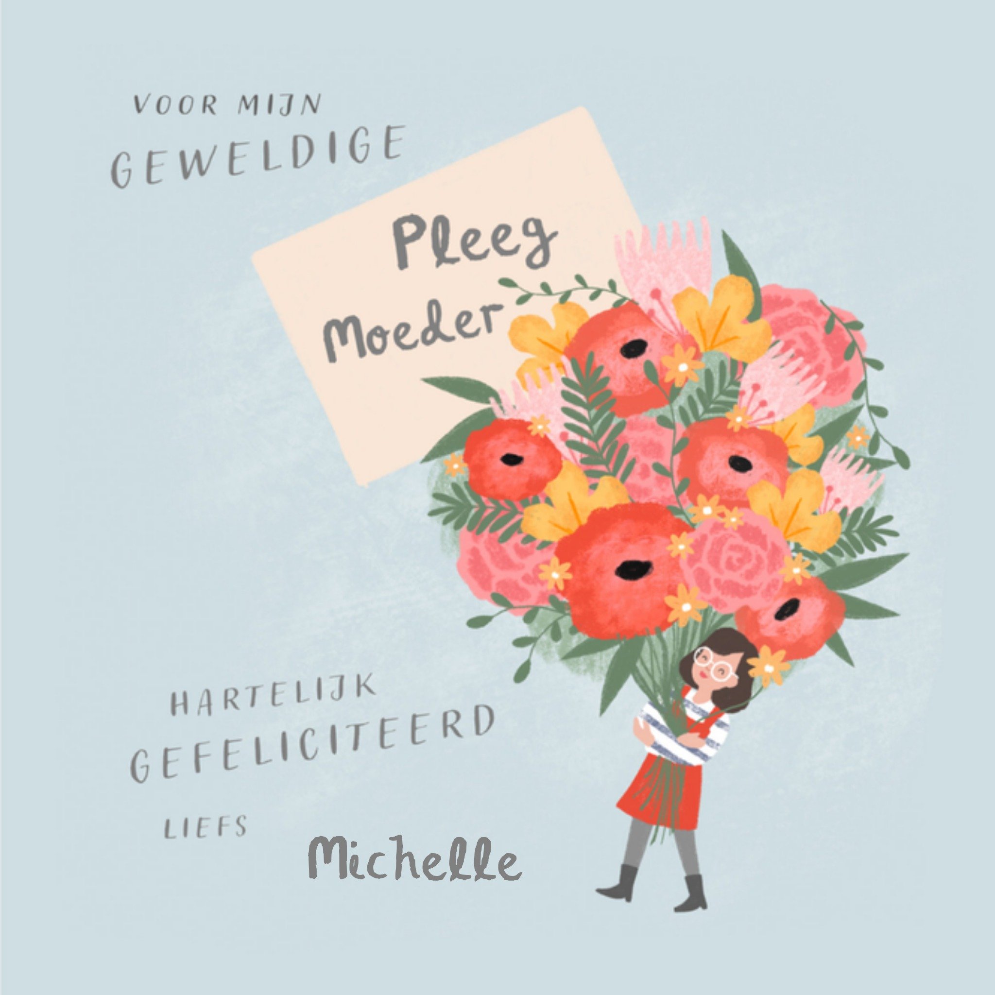 Verjaardagskaart pleegmoeder Vierkante Kaart Millicent Venton