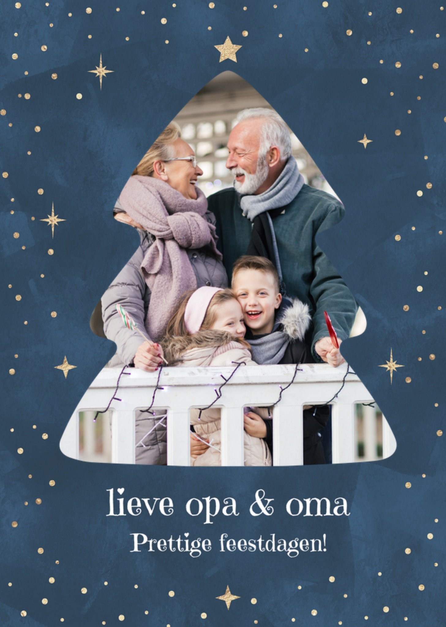 Kerstkaart Lieve opa oma Prettige feestdagen! Met foto Tsjip