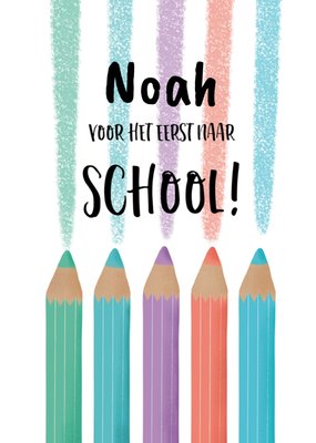 Voor Het Eerst Naar School Geïllustreerde Potloden Kaart