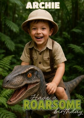 Have A Roarsome Birthday Fotorealistische Dinosaurus Kaart