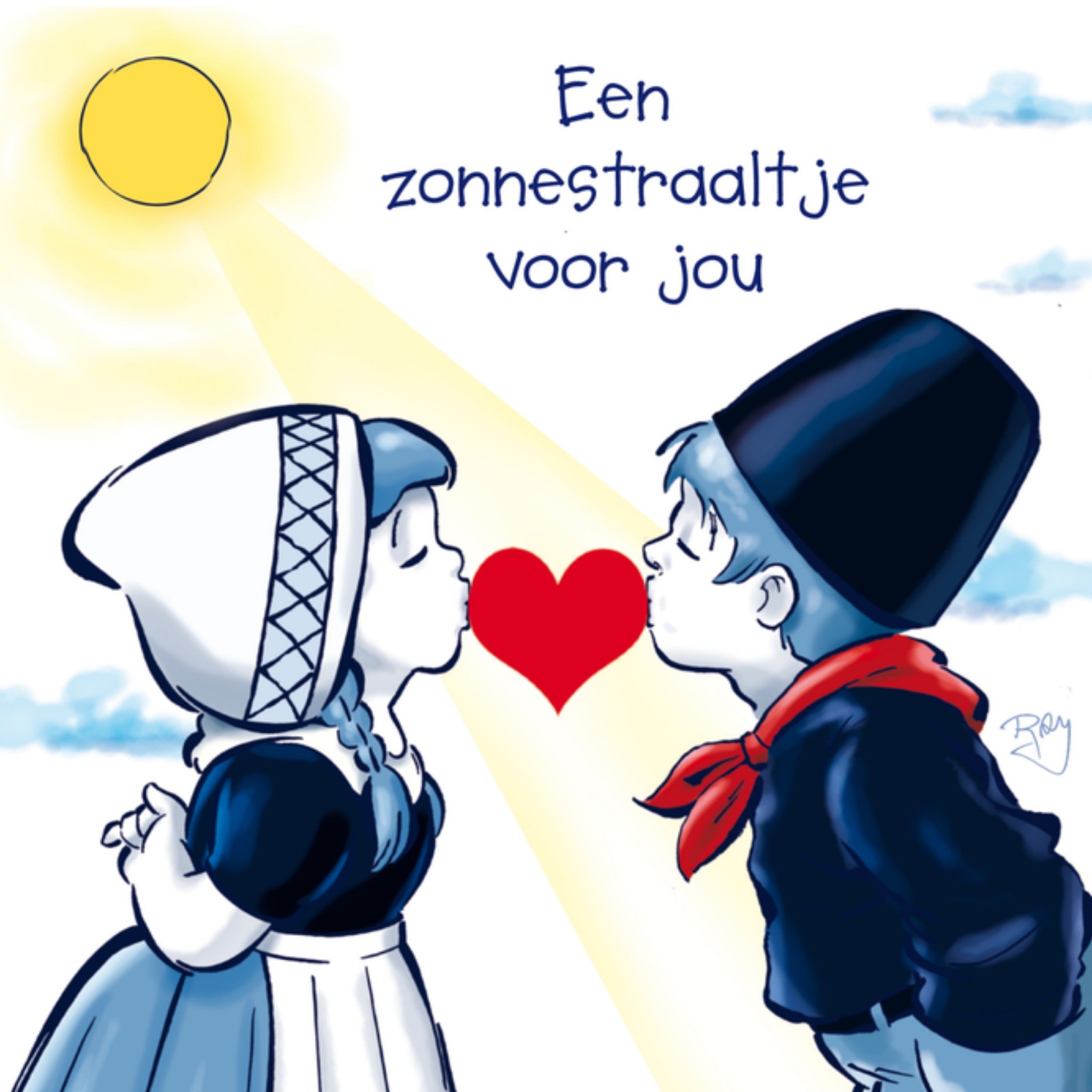 Liefdes kaart zonnestraaltjes Vierkante Kaart Old Dutch