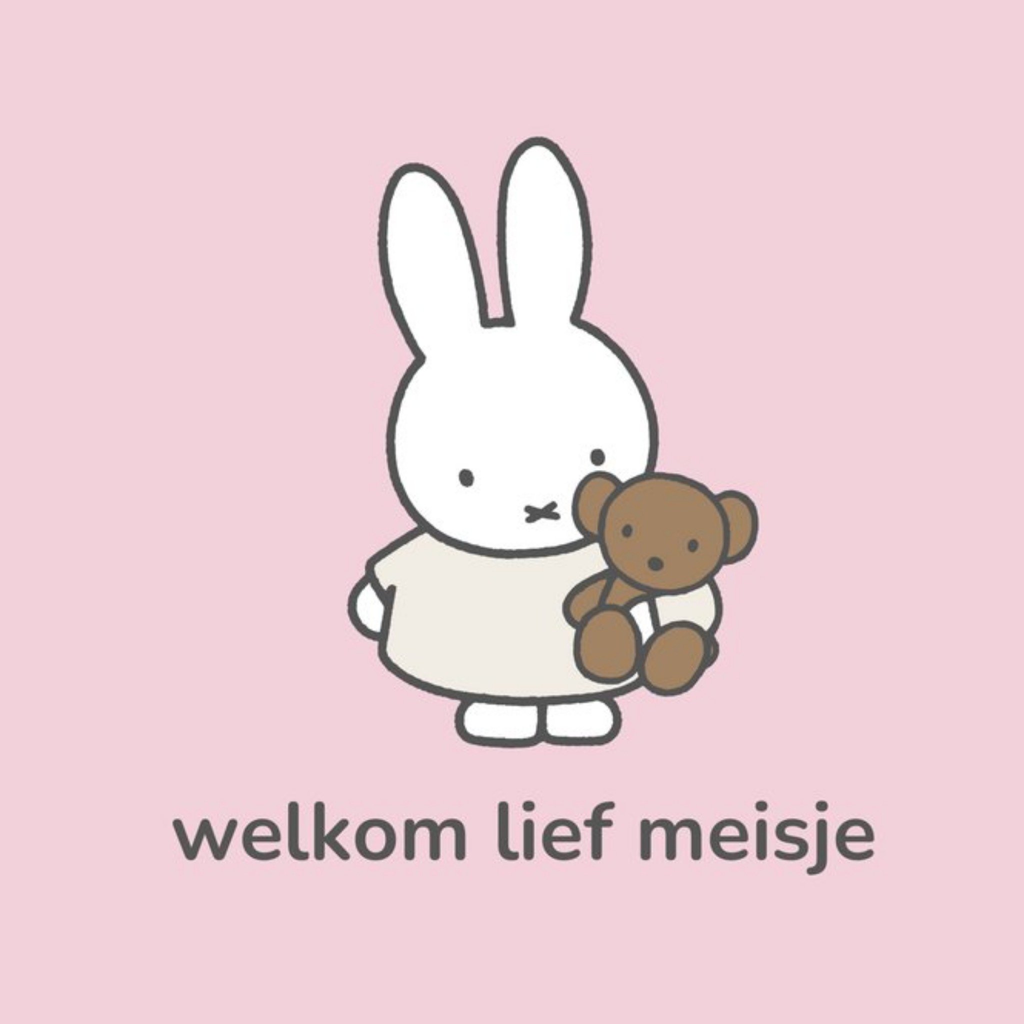 Greetz Geboortekaart Welkom lief meisje Vierkante Kaart Nijntje
