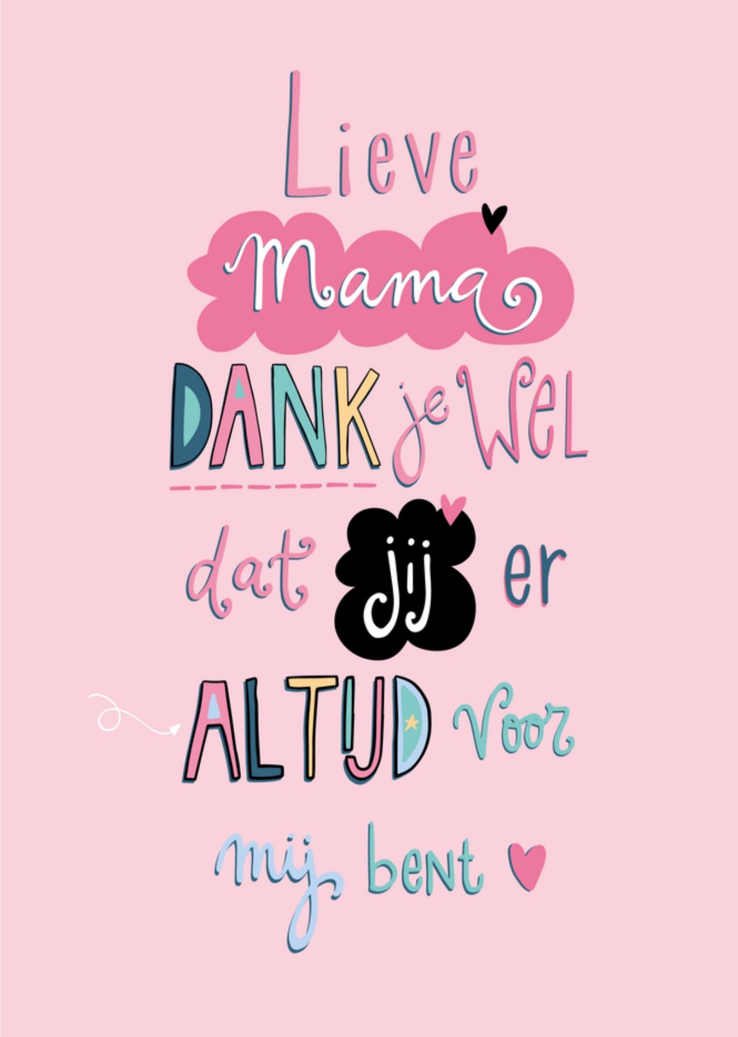 Moederdagkaart lieve mama dank je wel Kaart Funny Side Up