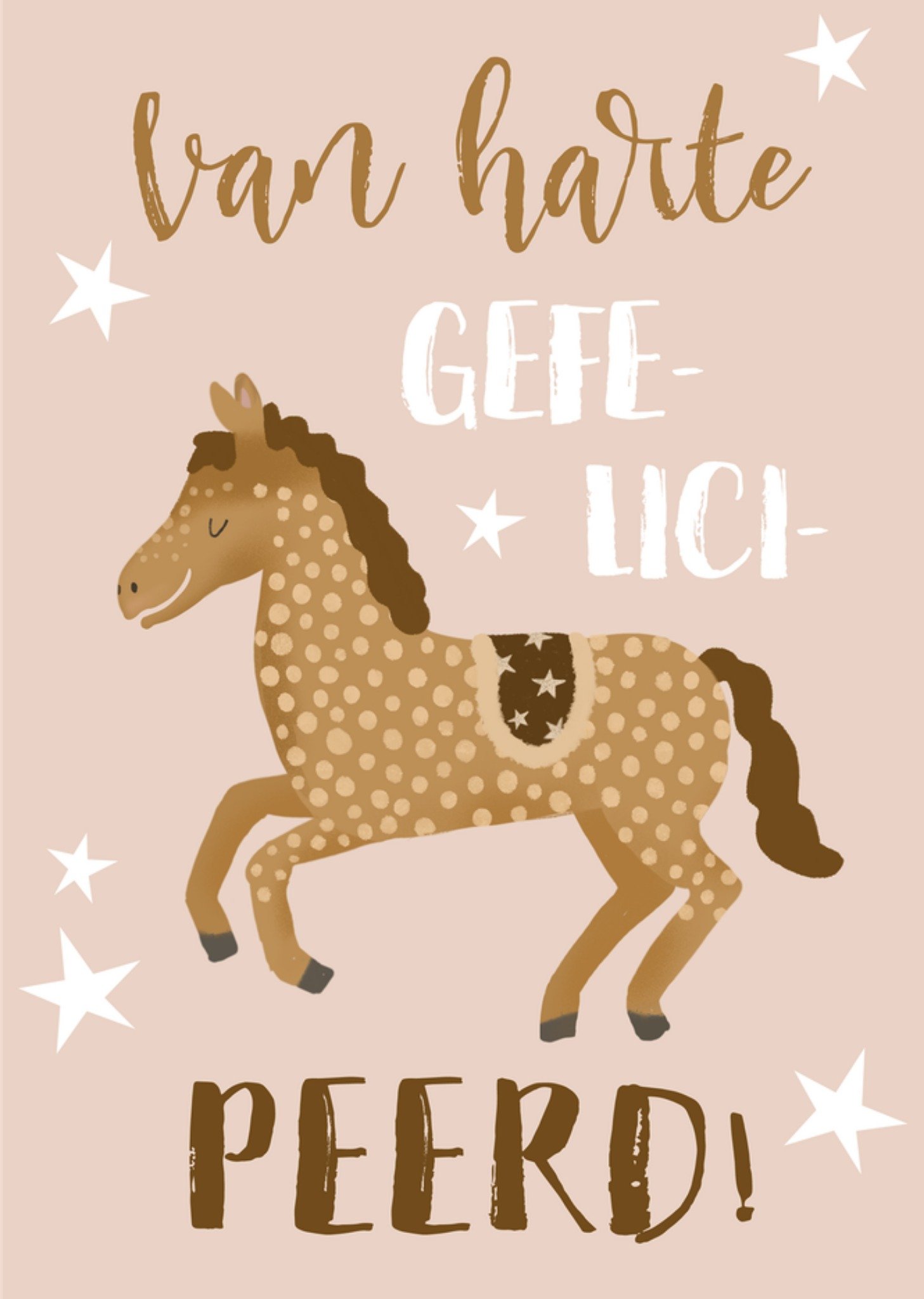 Verjaardagskaart Van harte gefe lic peerd Kaart Tsjip