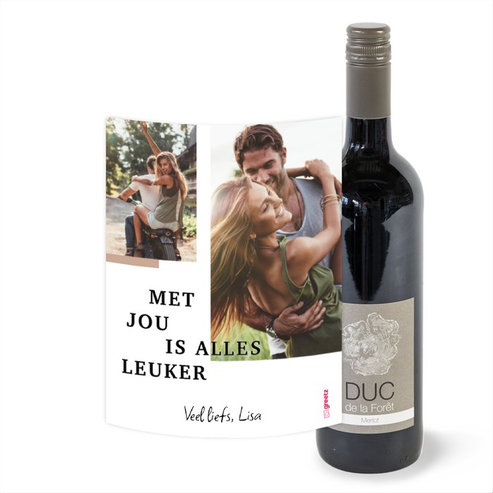 Duc de la Foret | Merlot | Love met eigen foto's & naam | 750 ml