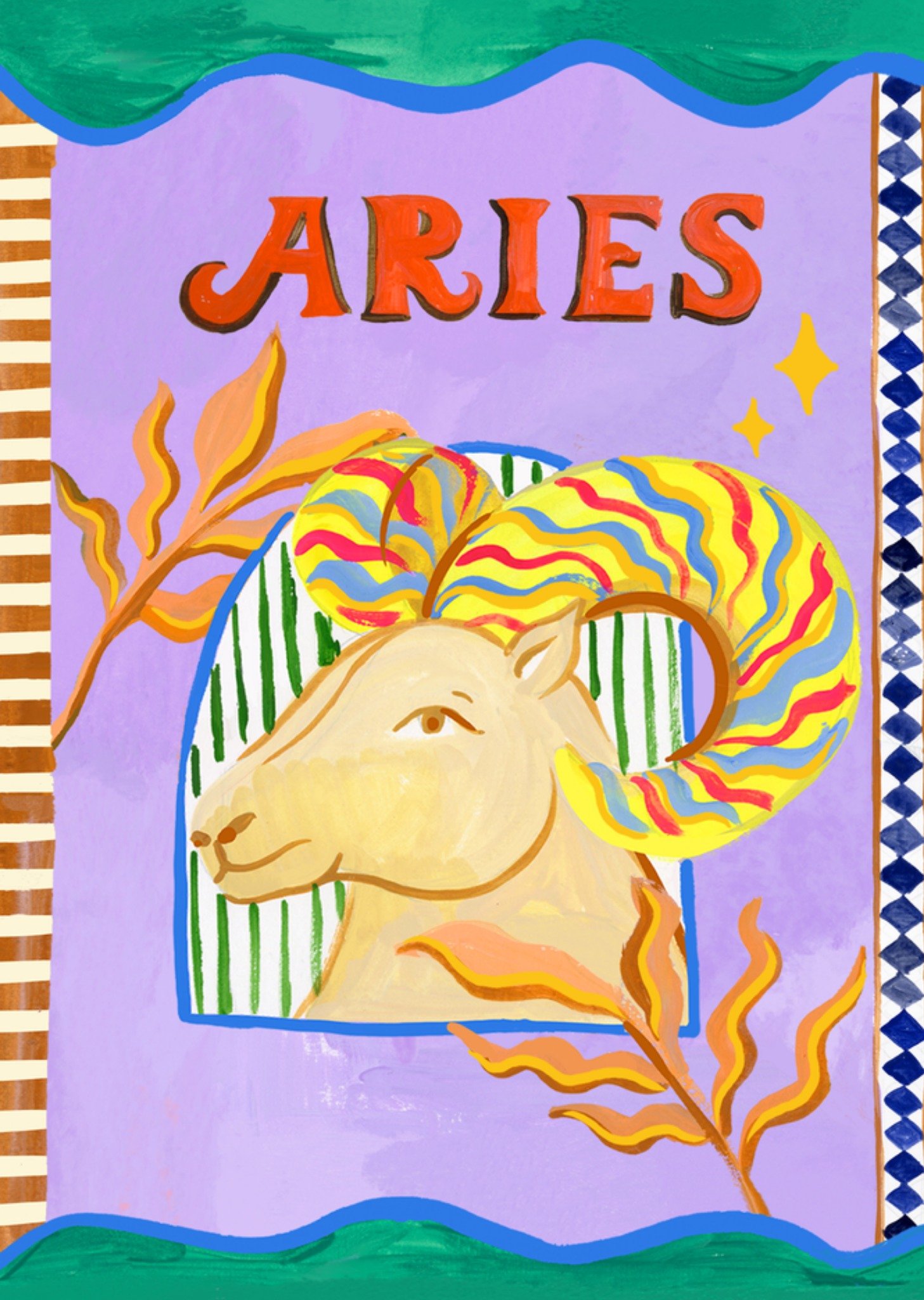 Verjaardagskaart Aries Zodiac Sign Kaart Eleanor Bowmer