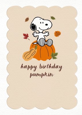 Peanuts Snoopy Herfstachtige Geïllustreerde Pompoen Verjaardagskaart