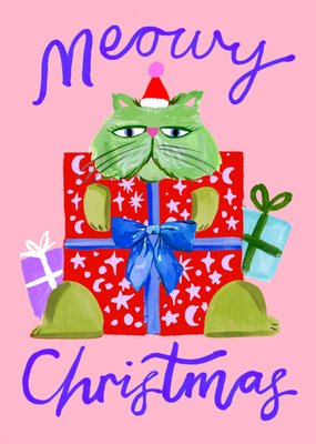 Eleanor Bowmer | Kerstkaart | Meowy Christmas