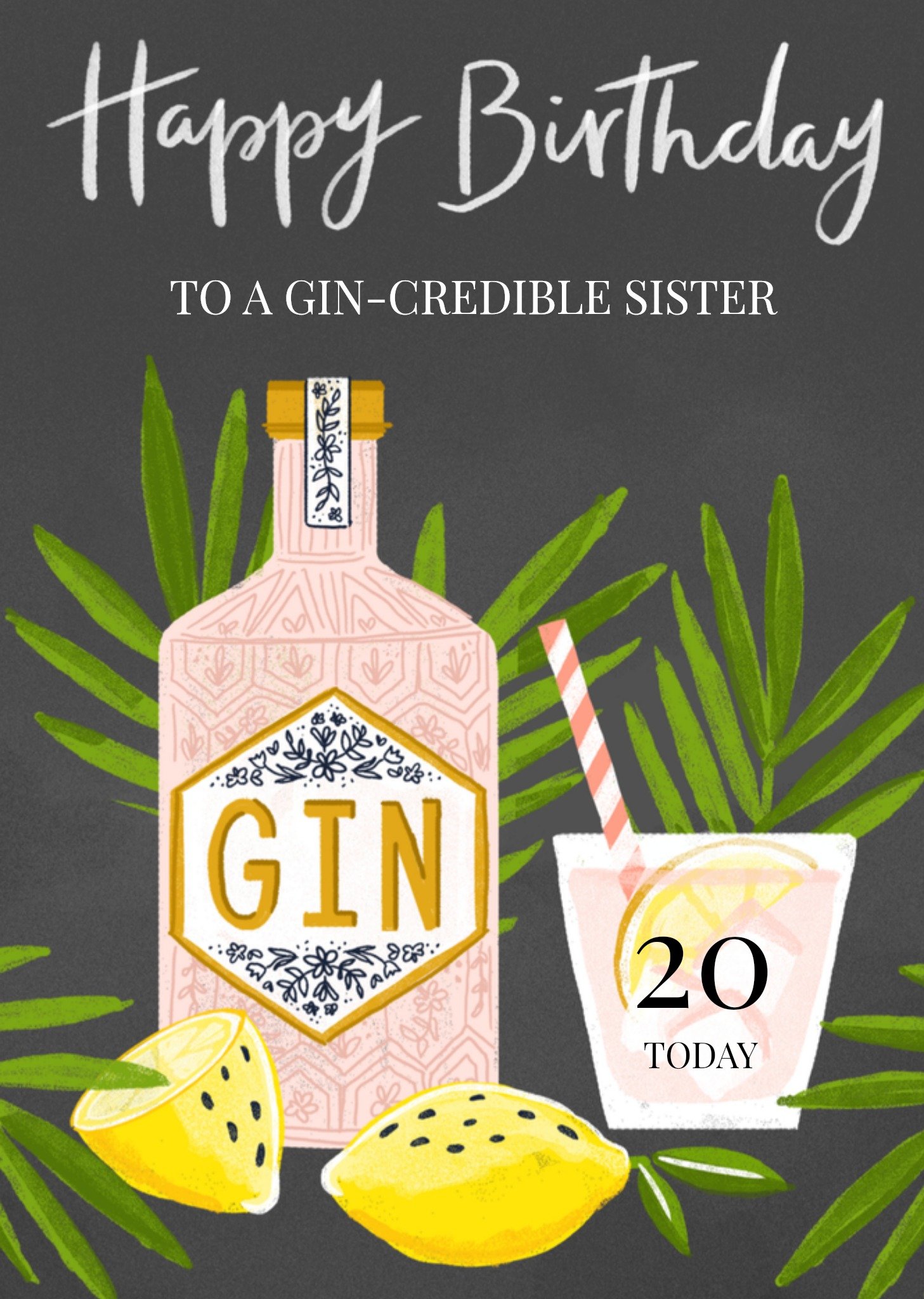 Verjaardagskaart gin met leeftijd Kaart Making Meadows