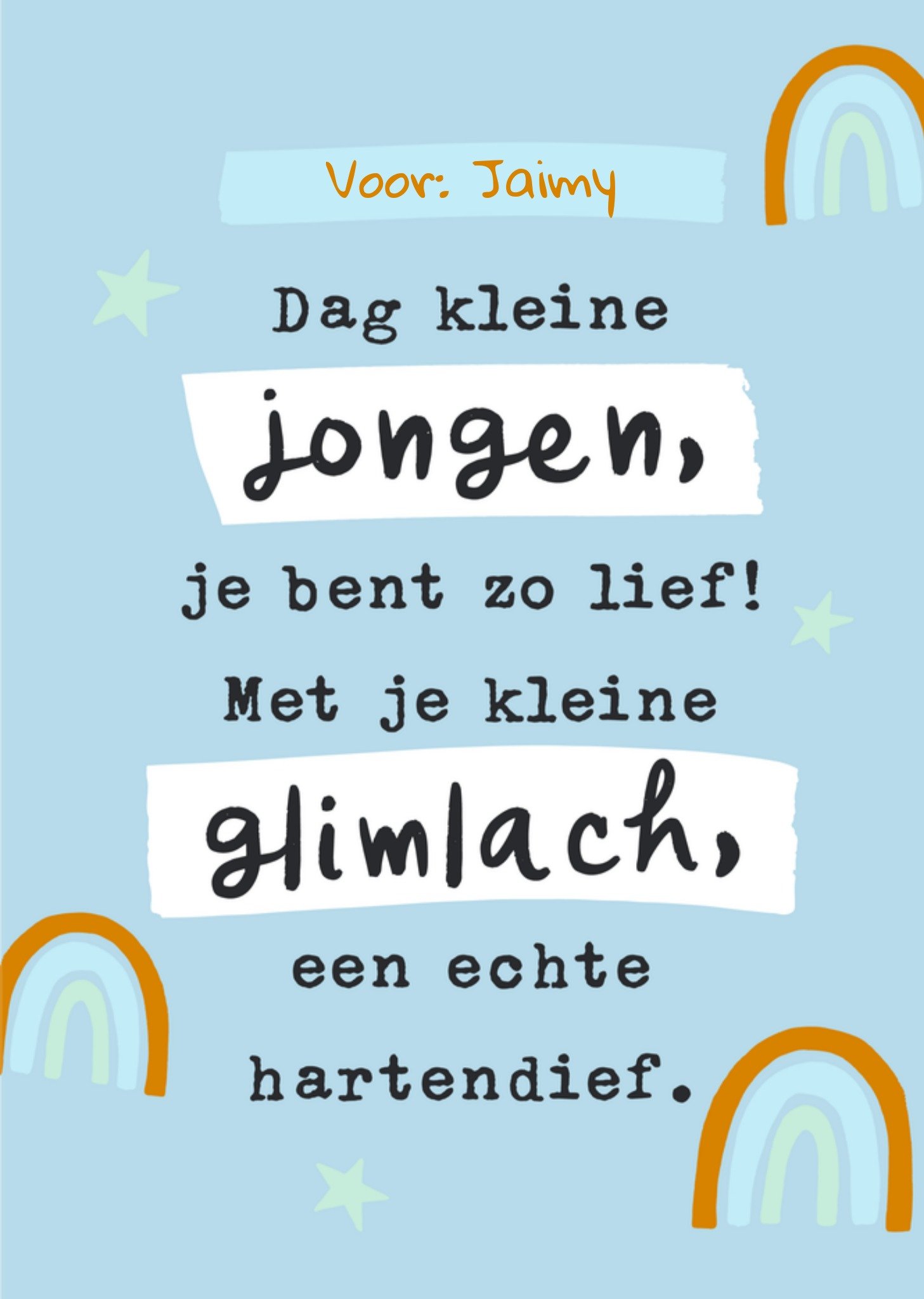 Geboortekaart Regenboog Kleine jongen Kaart Greetz