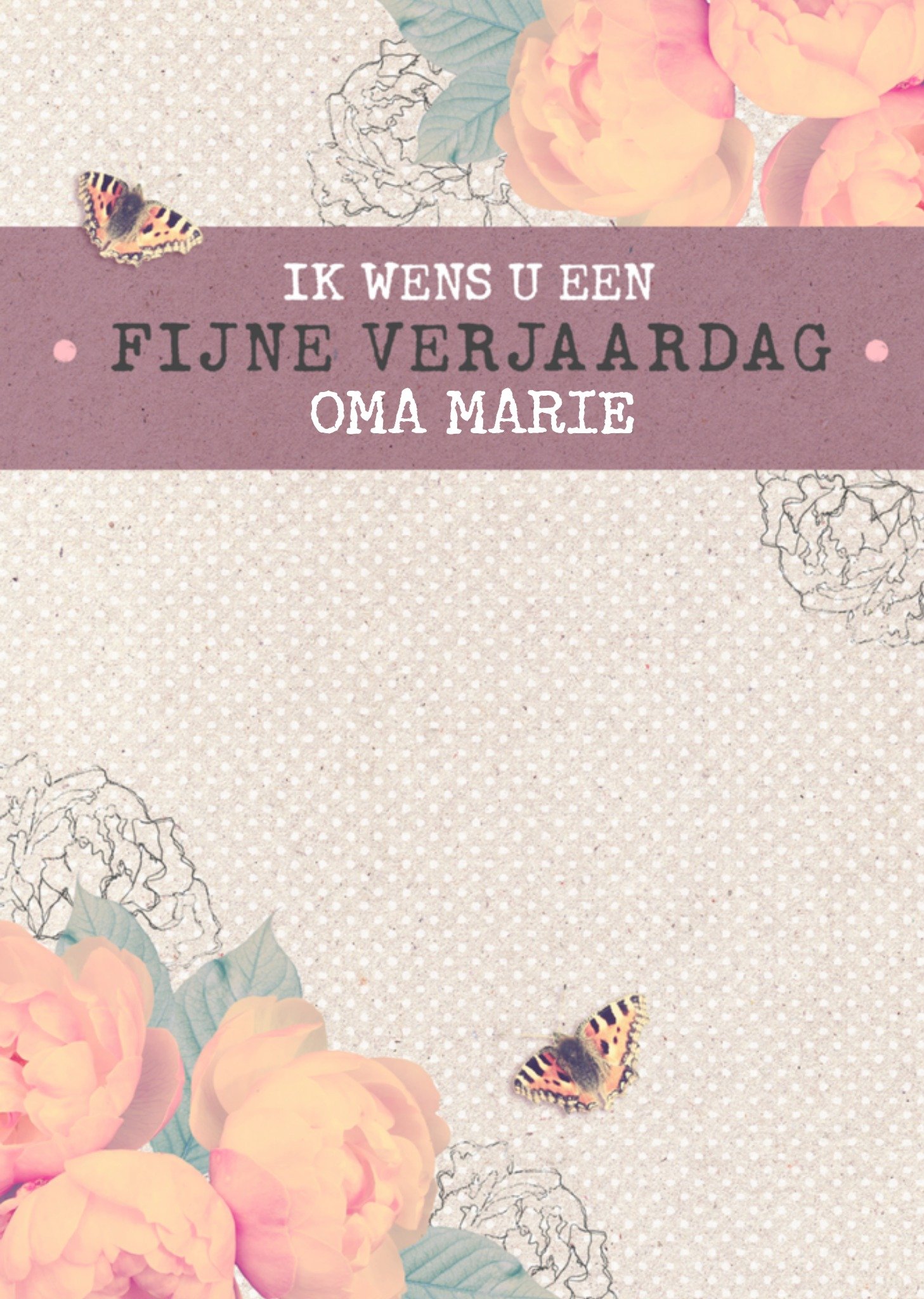 Verjaardagskaart Vlinders en bloemen Kaart Greetz