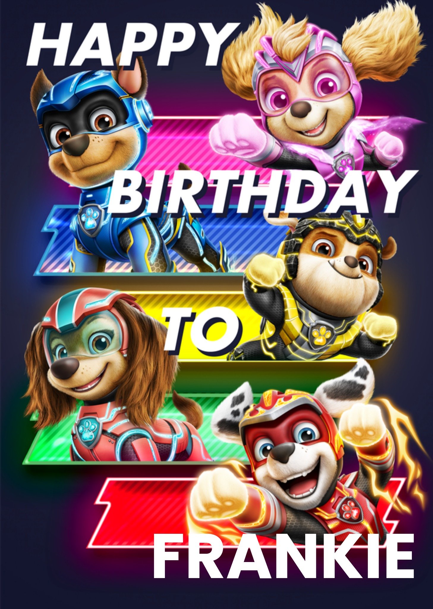 Verjaardagskaart Aanpasbare naam Happy Birthday to. Kaart Paw Patrol