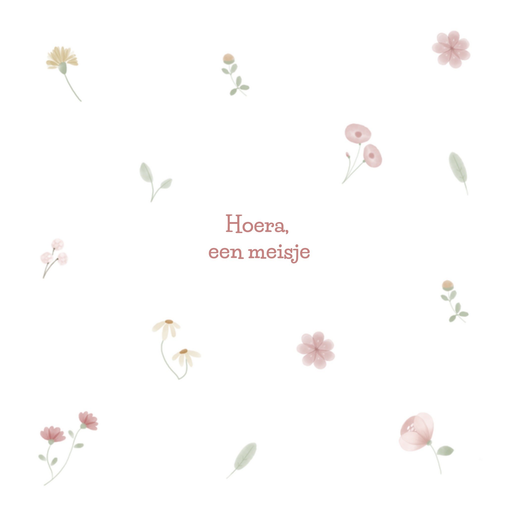 Geboortekaart Bloemen Vierkante Kaart Little Dutch