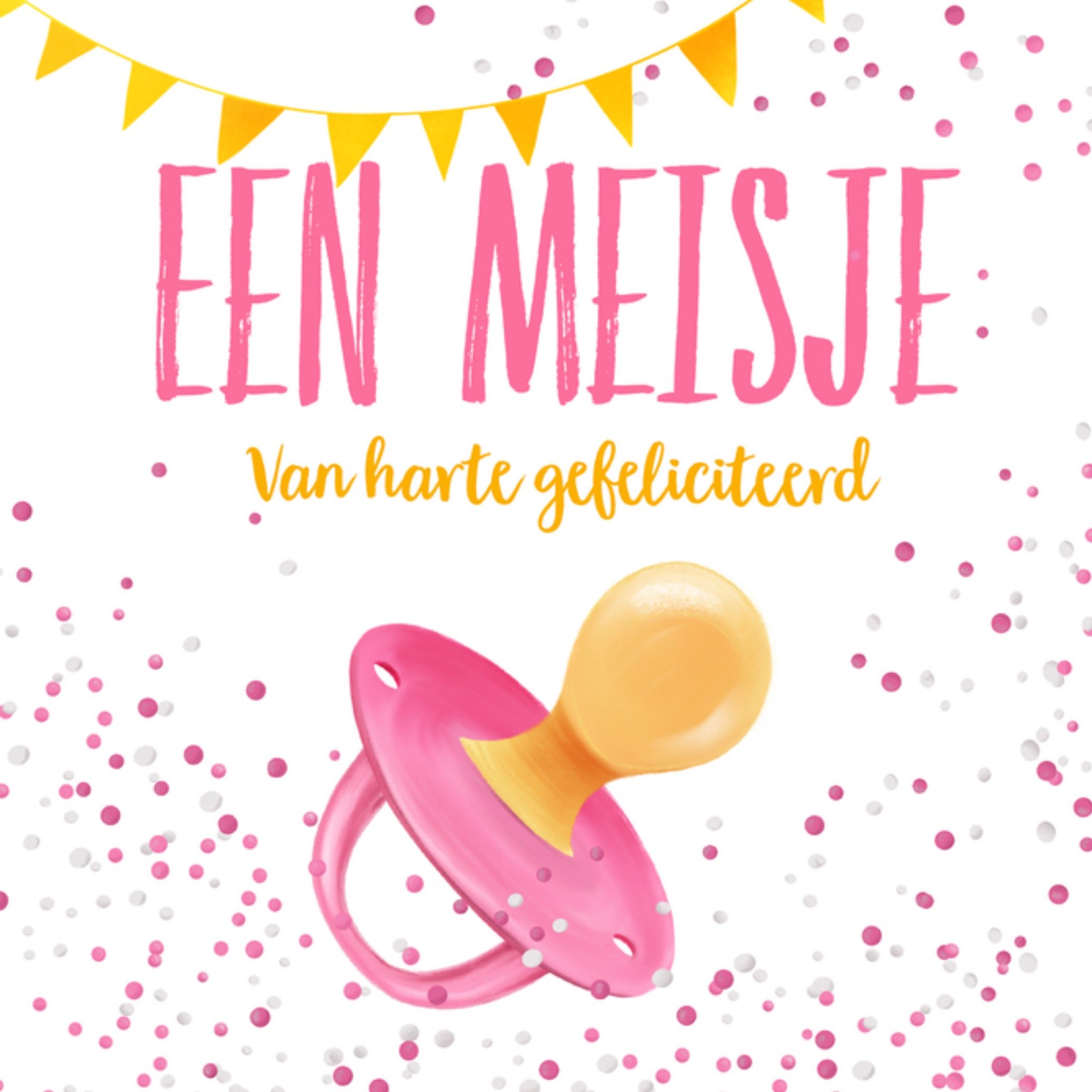 Fishuals Geboortekaart Een meisje van harte gefeliciteerd Vierkant