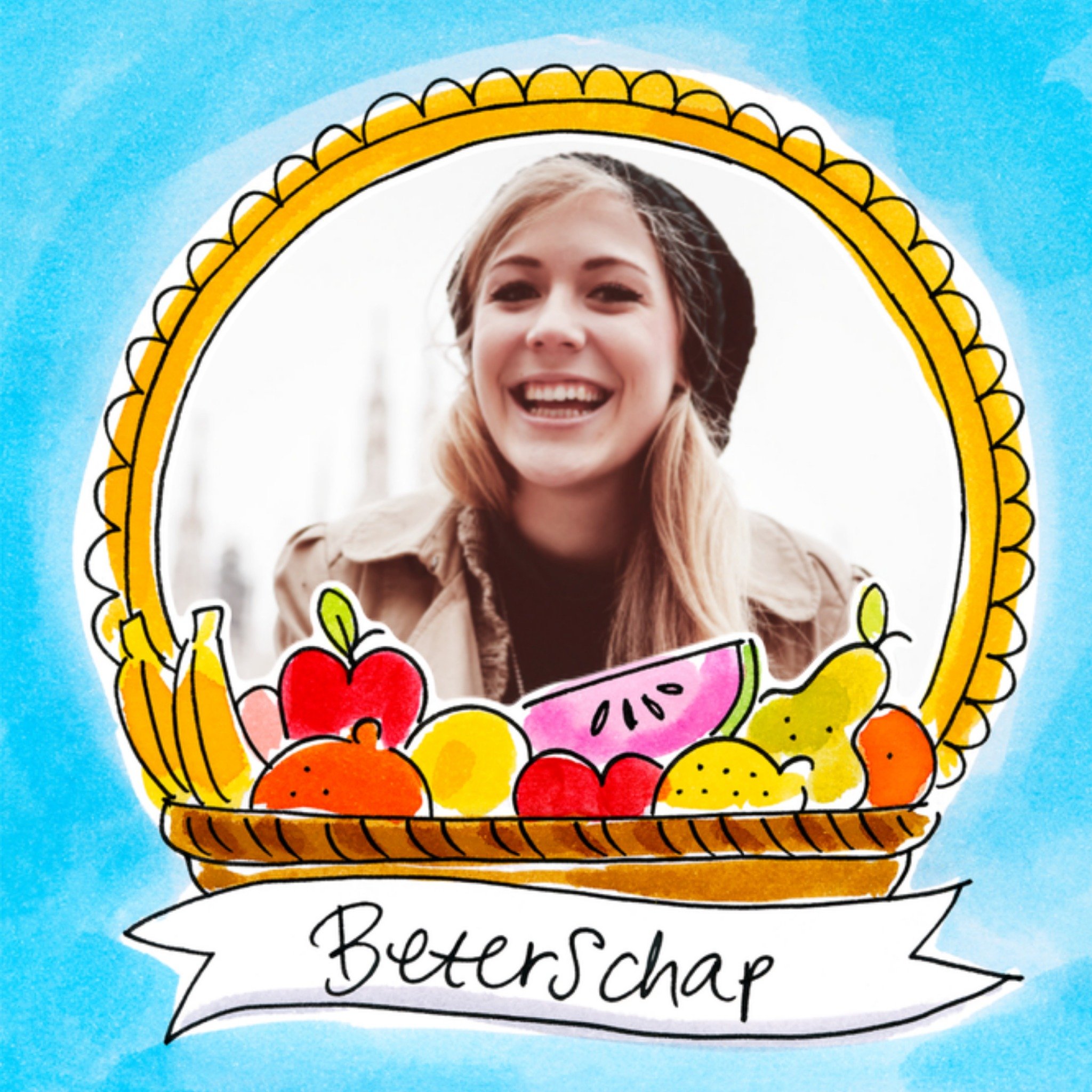 Beterschapskaart Fruitmand Vierkante Kaart Blond Amsterdam