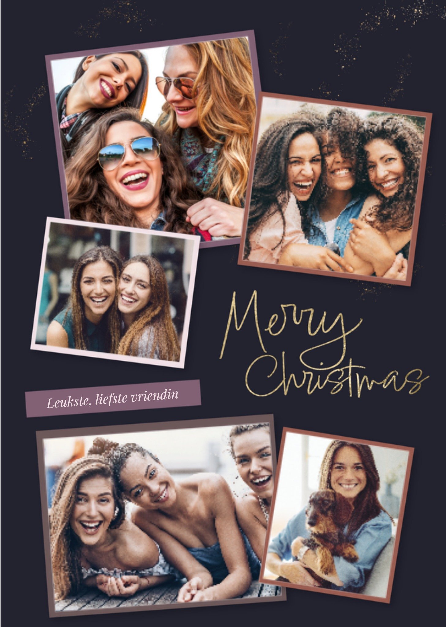 Kerstkaart Merry Christmas Met fotos en tekst Greetz