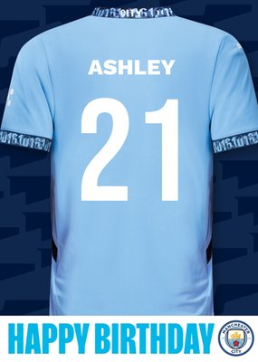 Manchester City F.C | Verjaardagskaart | Voetbal Shirt | Met naam en leeftijd