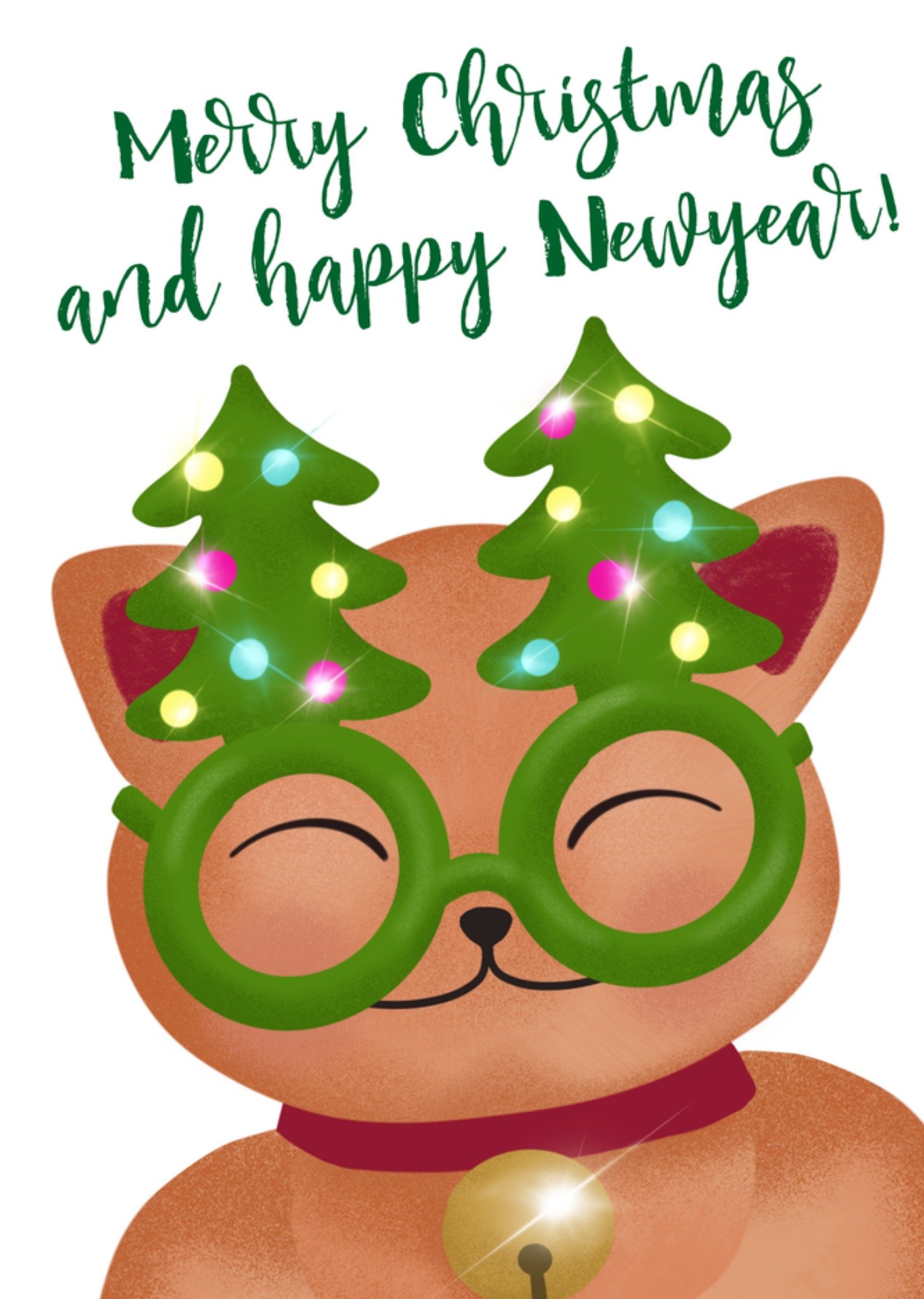 Kerstkaart Kerstboom bril Tsjip