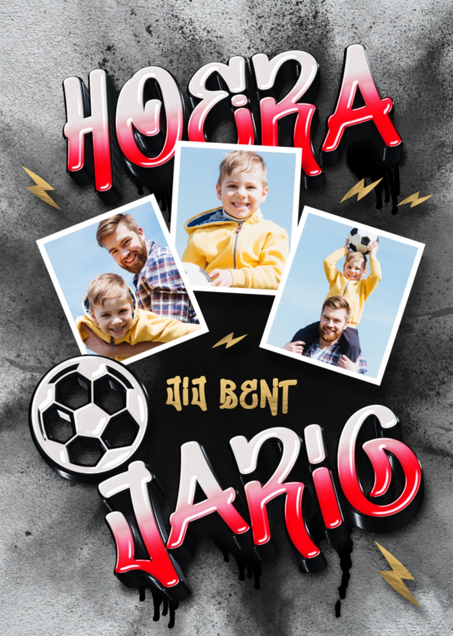 Verjaardagskaart Hoera Jij bent jarig Aanpasbare fotos Kaart Luckz