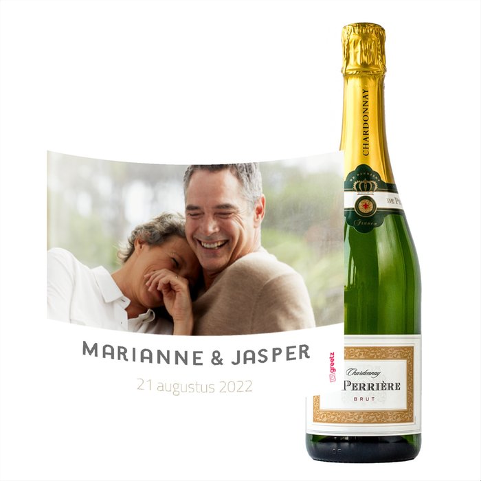 Perriere | Brut Chardonnay | Love met eigen foto en tekst | 750ml