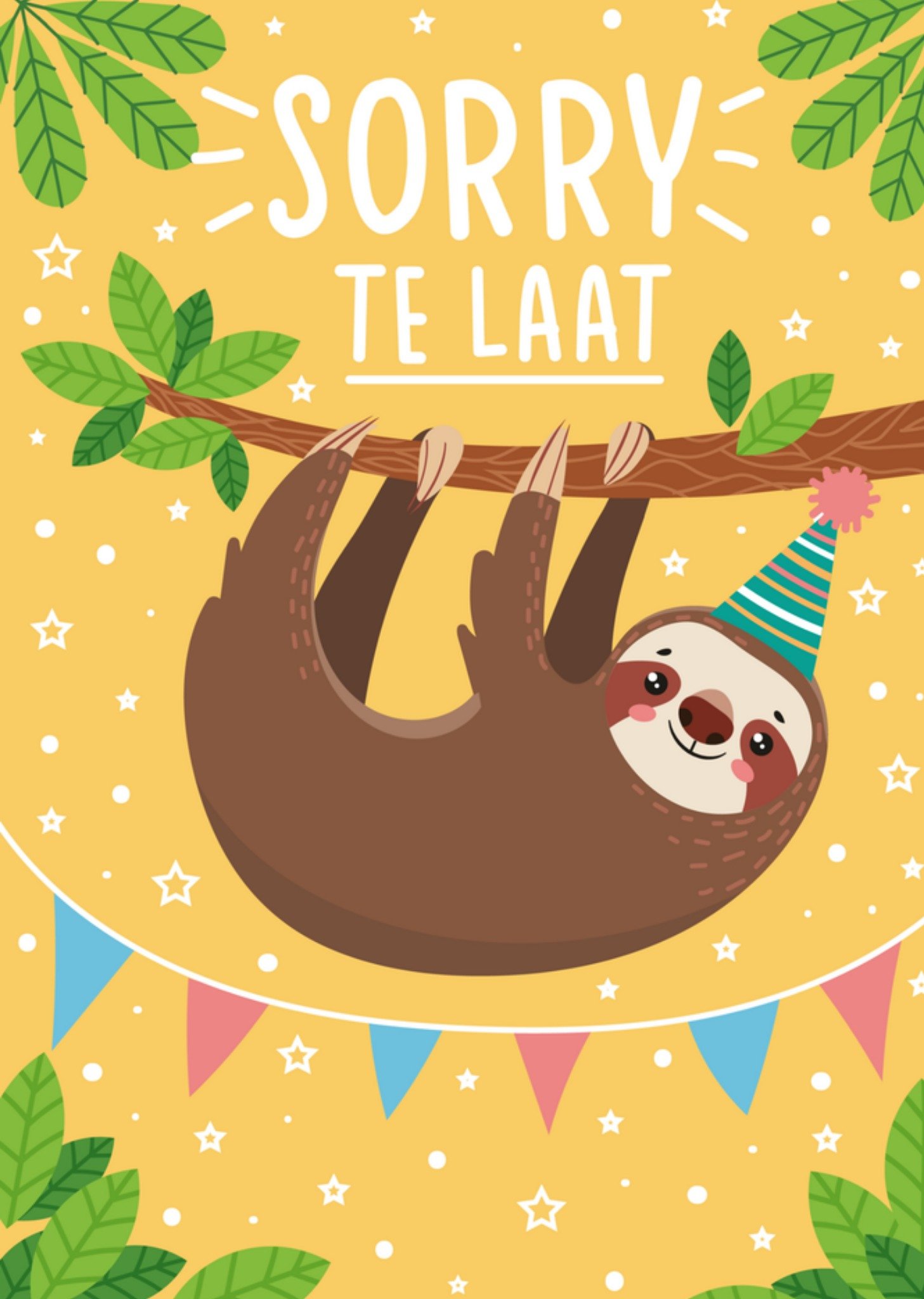 Verjaardag Te laat Luiaard Kaart Paperclip