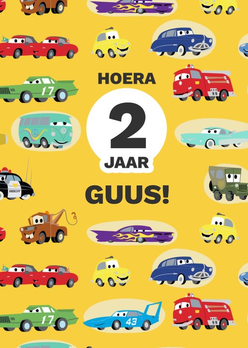 Cars | Verjaardagskaart | Met leeftijd en naam