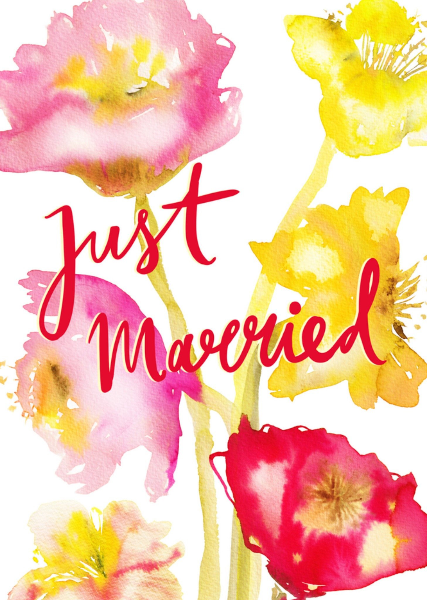 Aquarel Bloemen Net Getrouwd Huwelijkskaart Marie Bodié