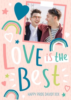 Love Is The Best Kleurrijk Typografisch Foto Upload Pride Kaart